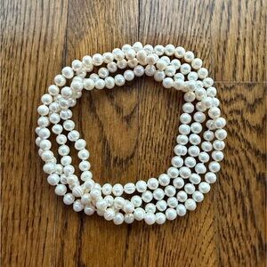 48” Genuine Freshwater Pearl Necklace Opera Length 8-9mm Strand Bridal Silver